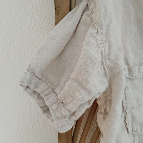 Zara Linen Button Front Cropped Shirt / Size Small - Picture 6 of 10